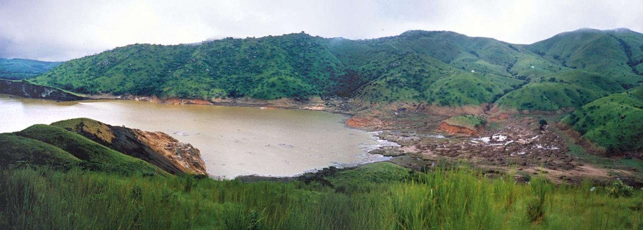 Panoramic view of Lake Nyos in Cameroon weeks after the 1986 gas eruption