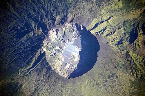 The vast crater of Mount Tambora on Sumbawa, Indonesia
