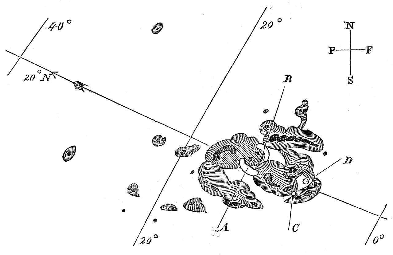 Richard Carrington’s 1859 drawing of the sunspots where he saw the flare