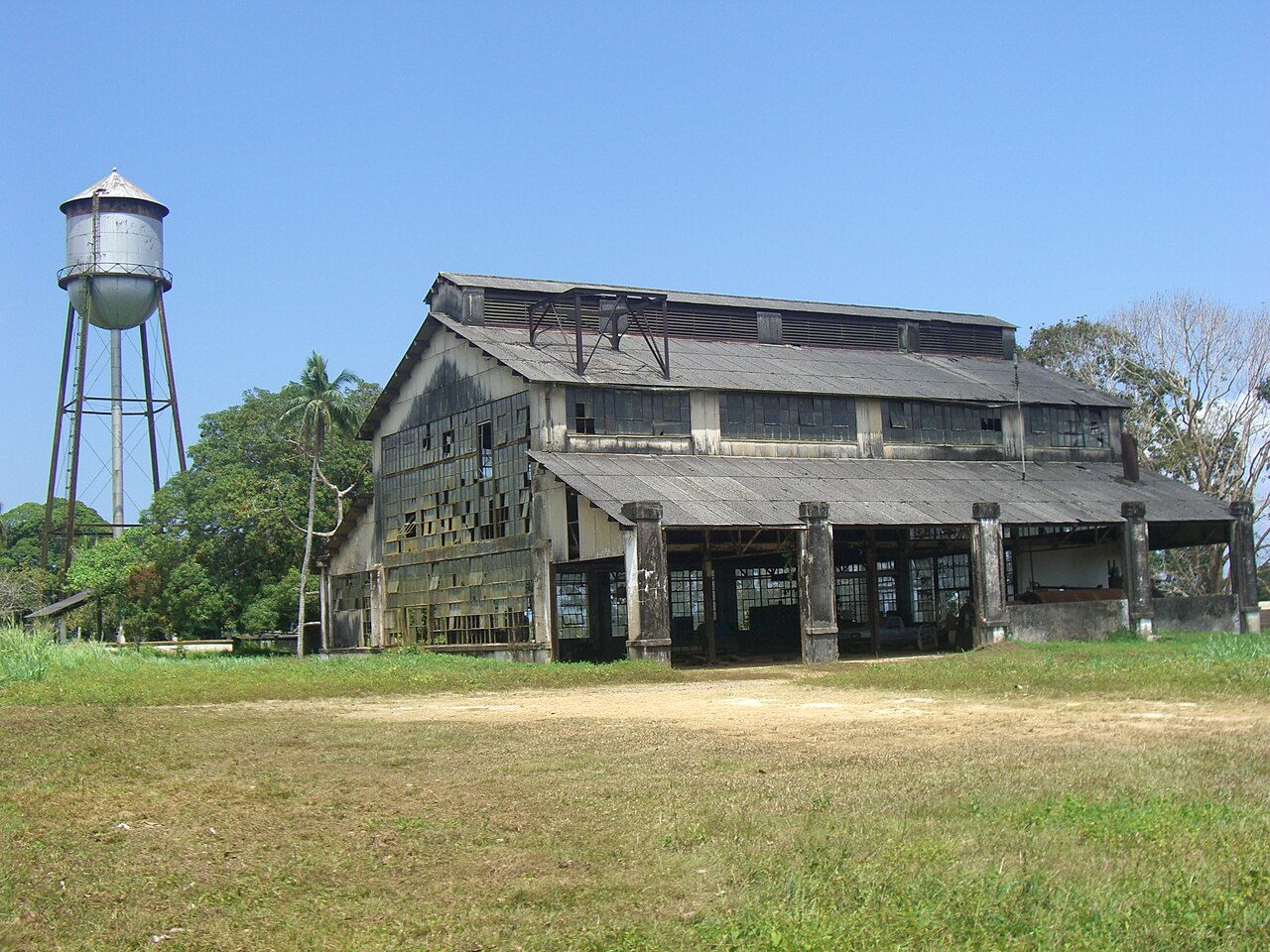 The water tower and old warehouse at Fordlândia in the Brazilian Amazon