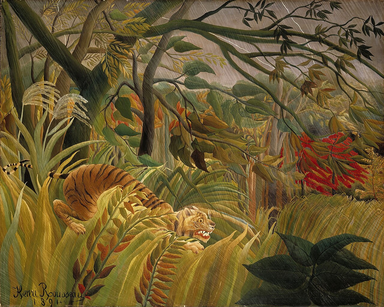 Tiger in a Tropical Storm (Surprised!), by Henri Rousseau