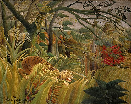 Tiger in a Tropical Storm (Surprised!), by Henri Rousseau